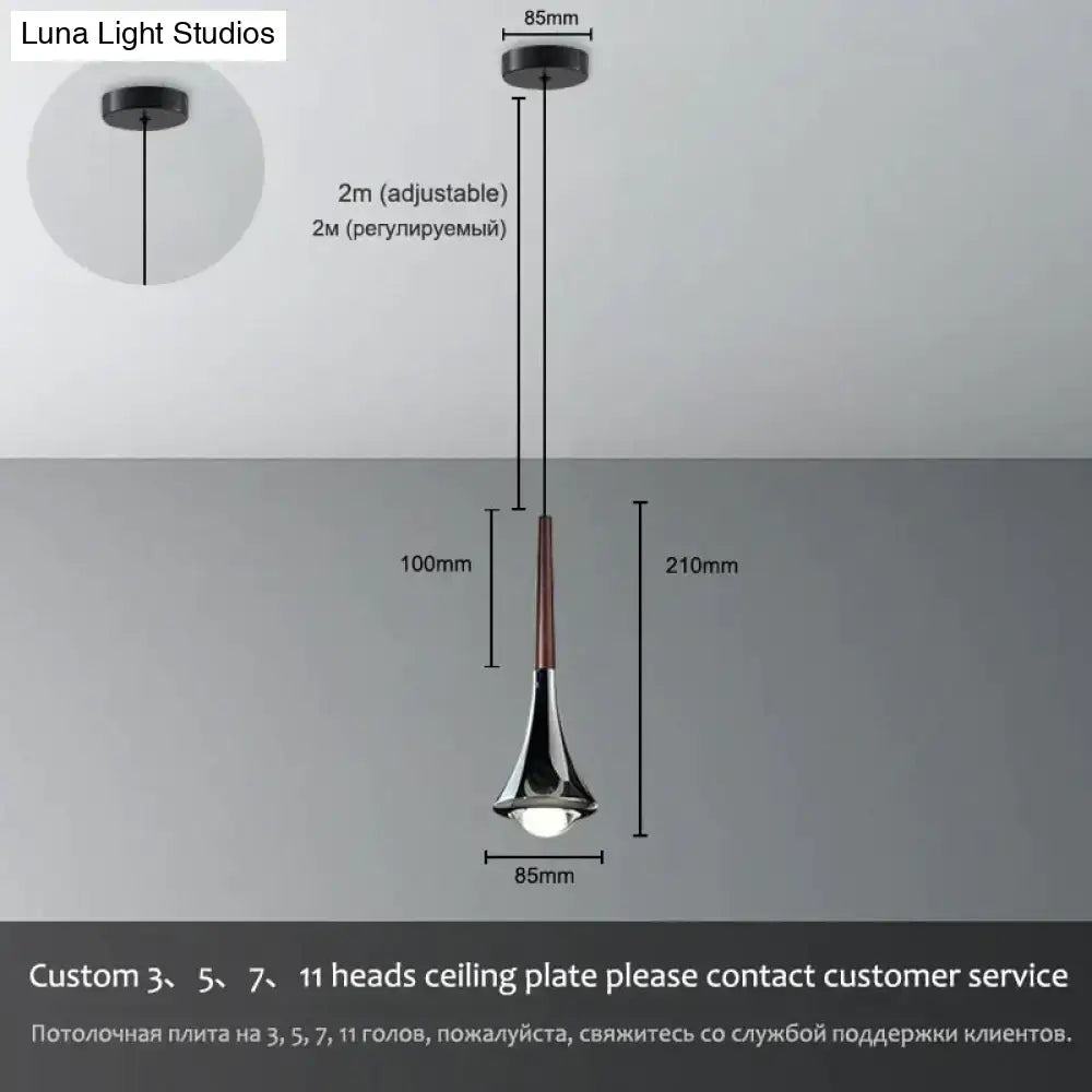 Modern chrome led water drop chandelier dining room pendant light