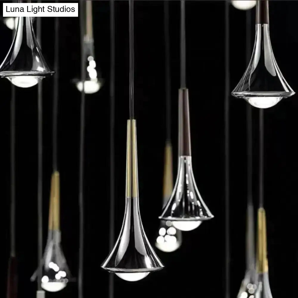 Modern chrome led water drop chandelier dining room pendant light