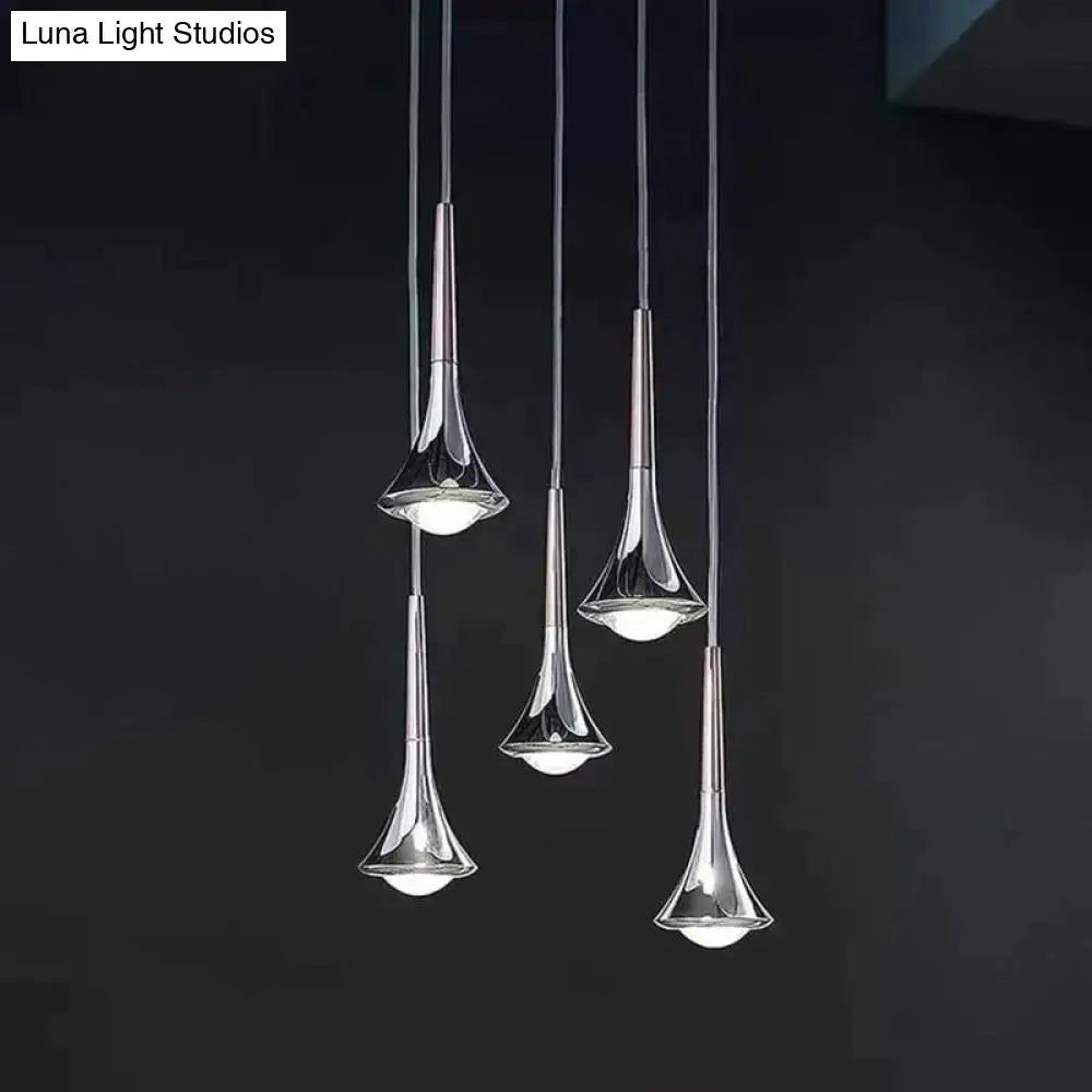 Modern chrome led water drop chandelier dining room pendant light