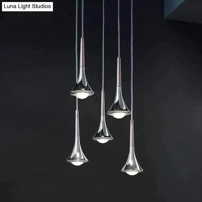 Modern chrome led water drop chandelier dining room pendant light