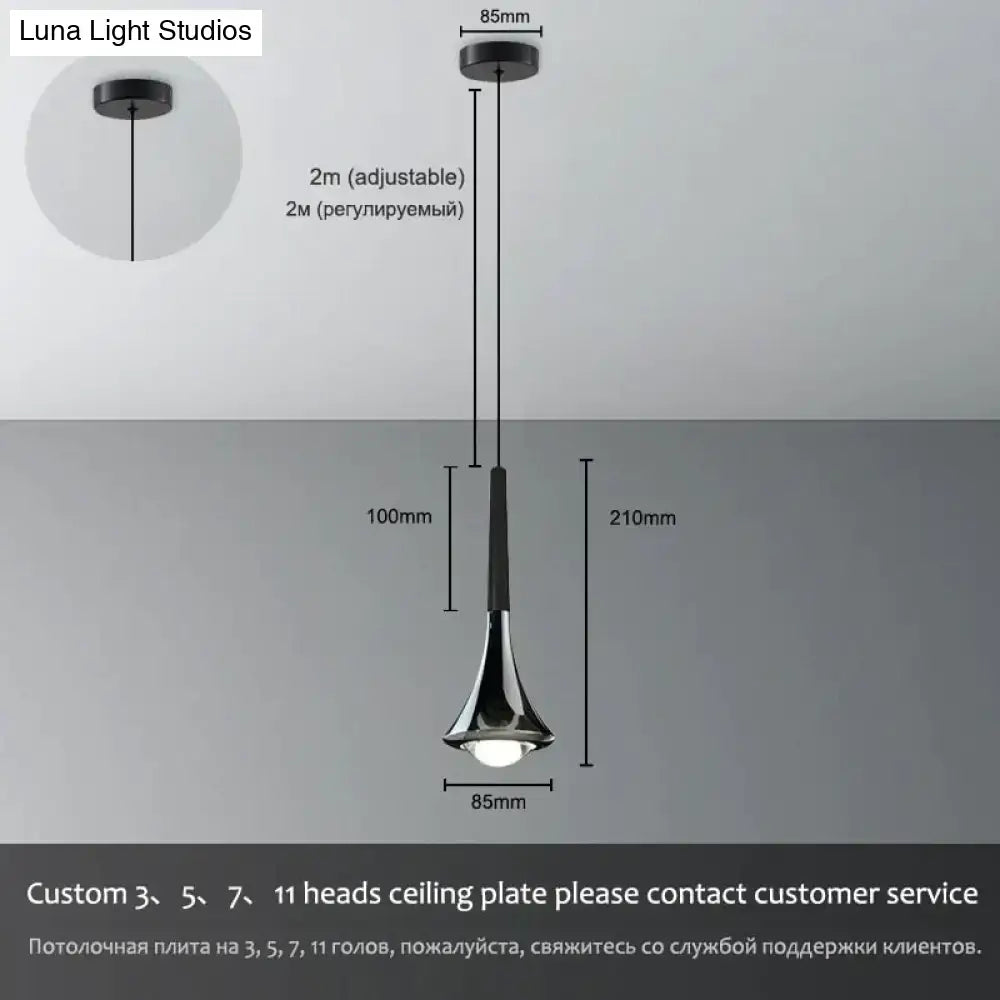 Modern chrome led water drop chandelier dining room pendant light