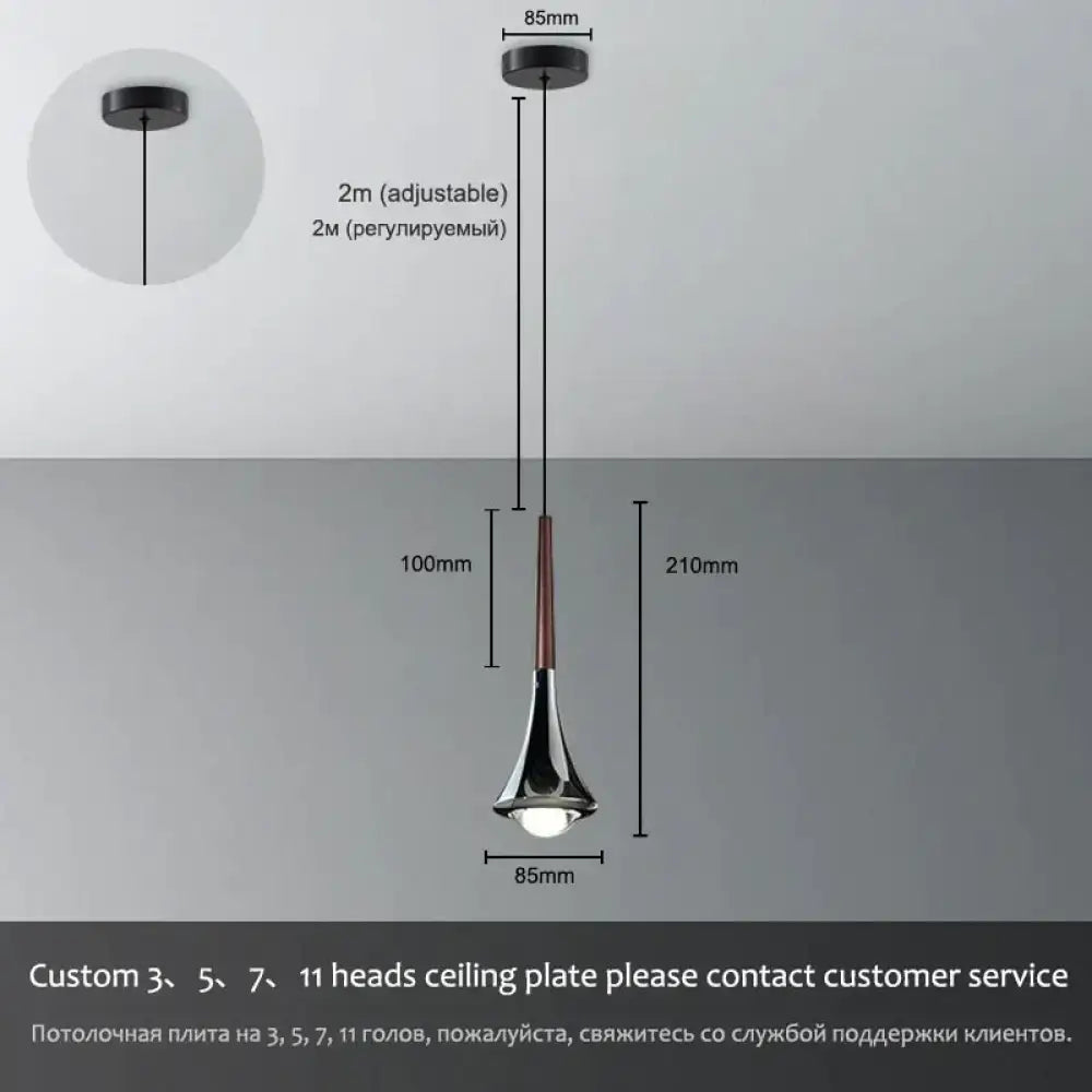 Modern chrome led water drop chandelier dining room pendant light