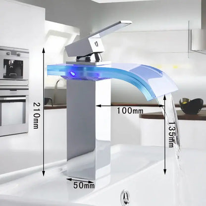 Modern chrome led waterfall basin mixer bathroom sink tap