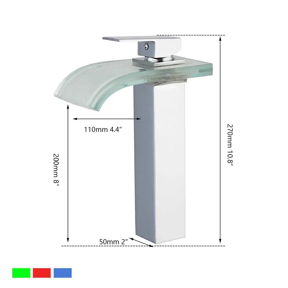 Modern chrome led waterfall basin mixer bathroom sink tap
