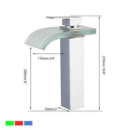 Modern chrome led waterfall basin mixer bathroom sink tap