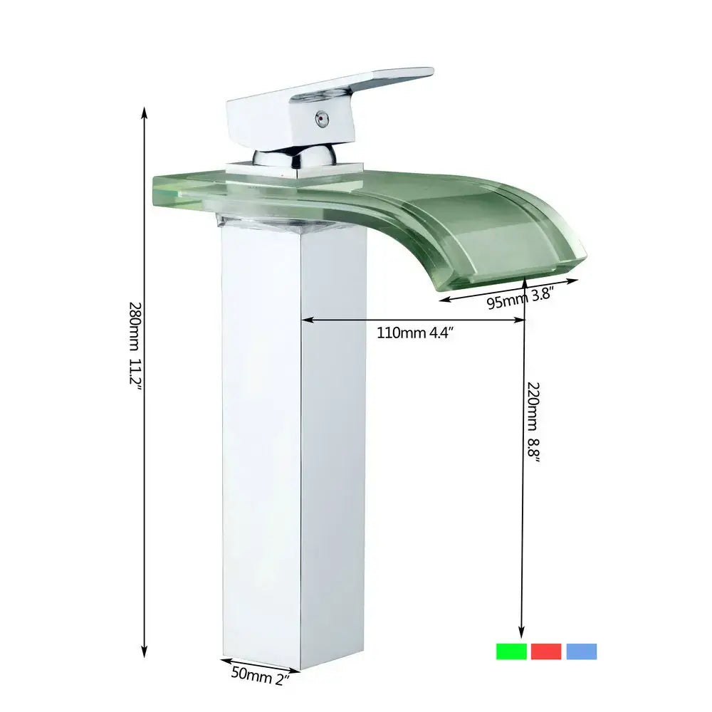 Modern chrome led waterfall basin mixer bathroom sink tap