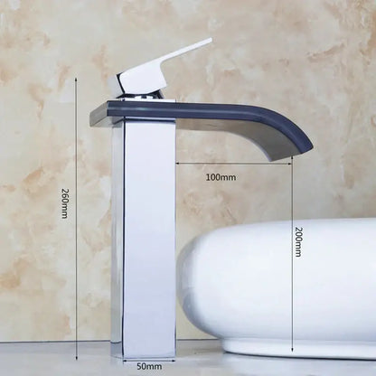 Modern chrome led waterfall basin mixer bathroom sink tap