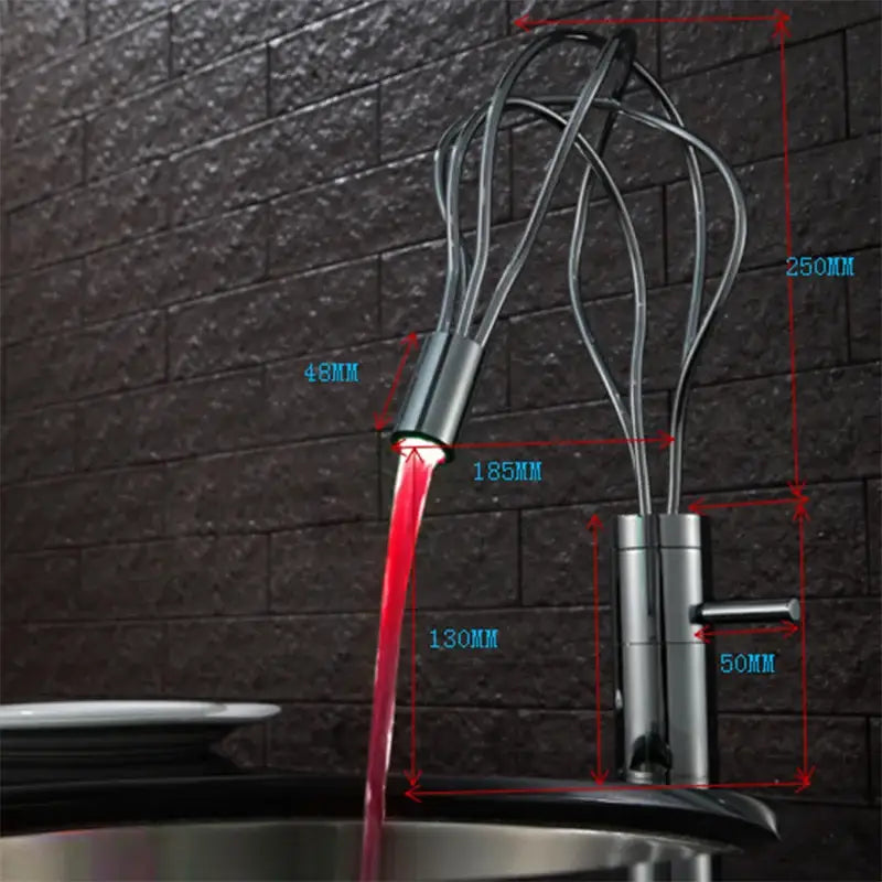 Modern chrome led waterfall bathroom faucet with blue light stream