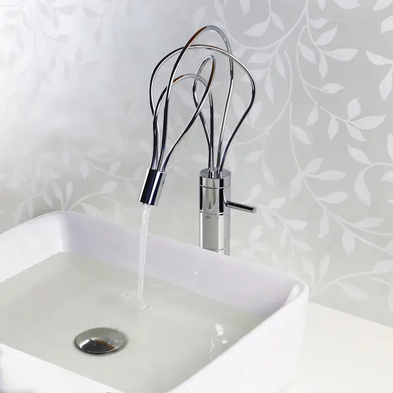 Modern chrome led waterfall bathroom faucet with blue light stream