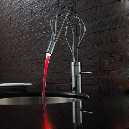 Modern chrome led waterfall bathroom faucet with blue light stream