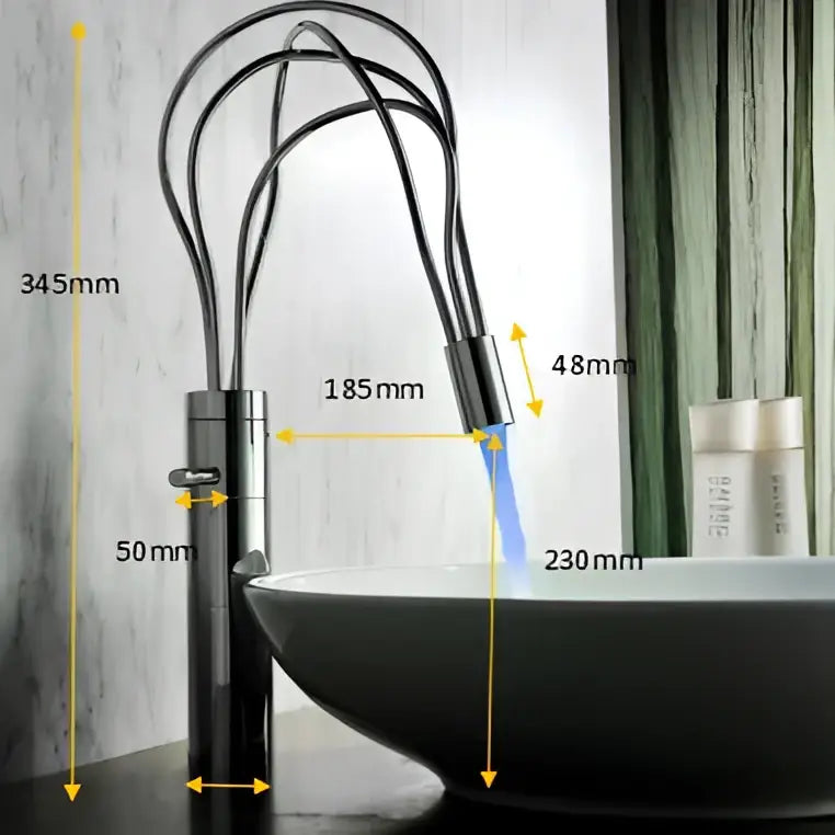 Modern chrome led waterfall bathroom faucet with blue light stream