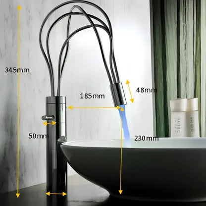 Modern chrome led waterfall bathroom faucet with blue light stream