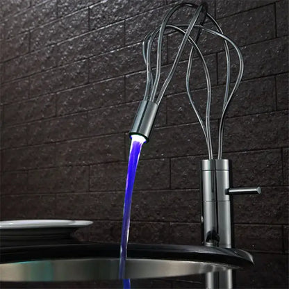 Modern chrome led waterfall bathroom faucet with blue light stream