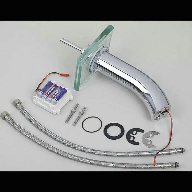 Modern chrome led waterfall glass basin mixer faucet bathroom