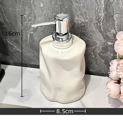 Modern chrome & matte white wrinkle ceramic soap dispenser set bathroom
