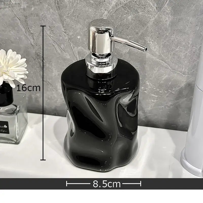Modern chrome & matte white wrinkle ceramic soap dispenser set bathroom