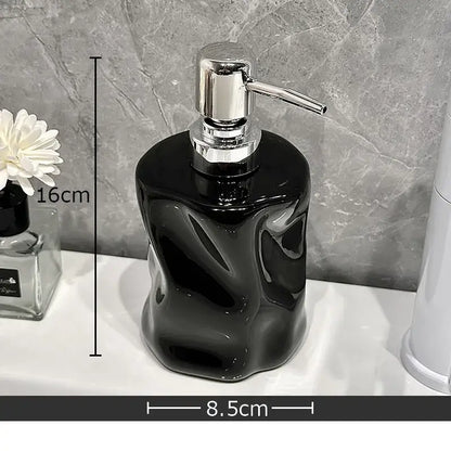 Modern chrome & matte white wrinkle ceramic soap dispenser set bathroom