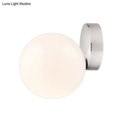 Modern chrome milk glass globe wall lamp living room light