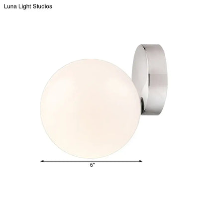 Modern chrome milk glass globe wall lamp living room light