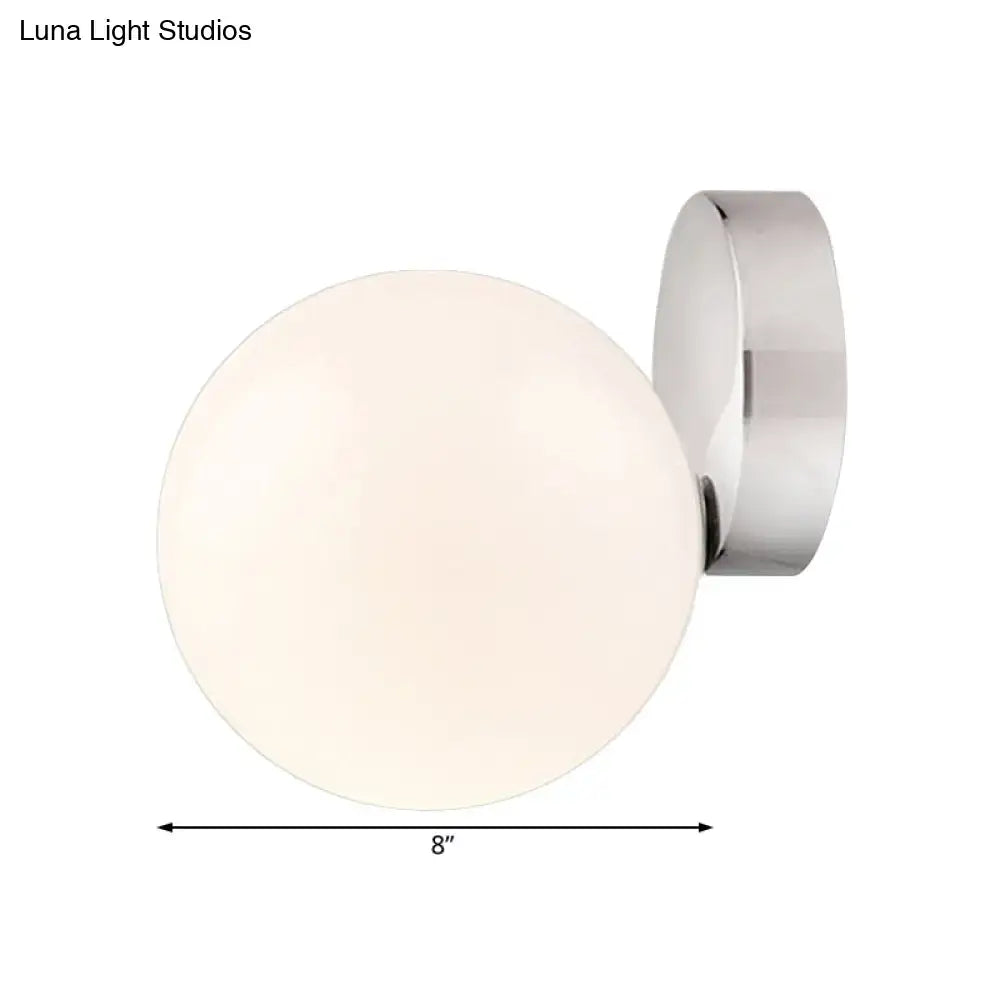 Modern chrome milk glass globe wall lamp living room light