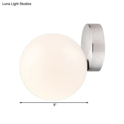 Modern chrome milk glass globe wall lamp living room light