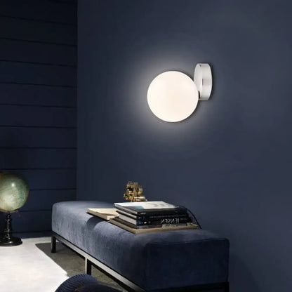 Modern chrome milk glass globe wall lamp living room light