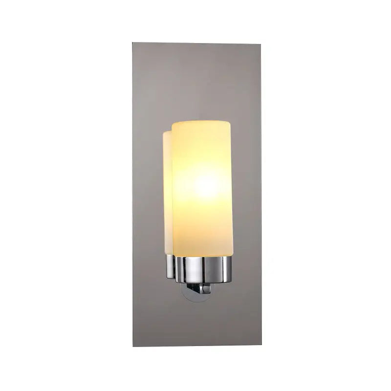Modern chrome opal glass tube wall light bedroom sconce