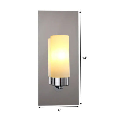 Modern chrome opal glass tube wall light bedroom sconce