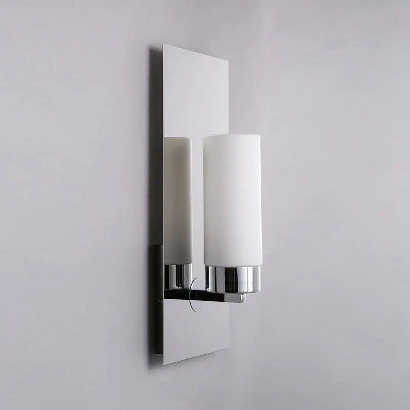Modern chrome opal glass tube wall light bedroom sconce
