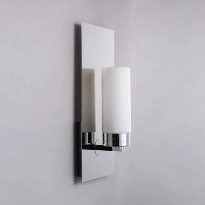Modern chrome opal glass tube wall light bedroom sconce