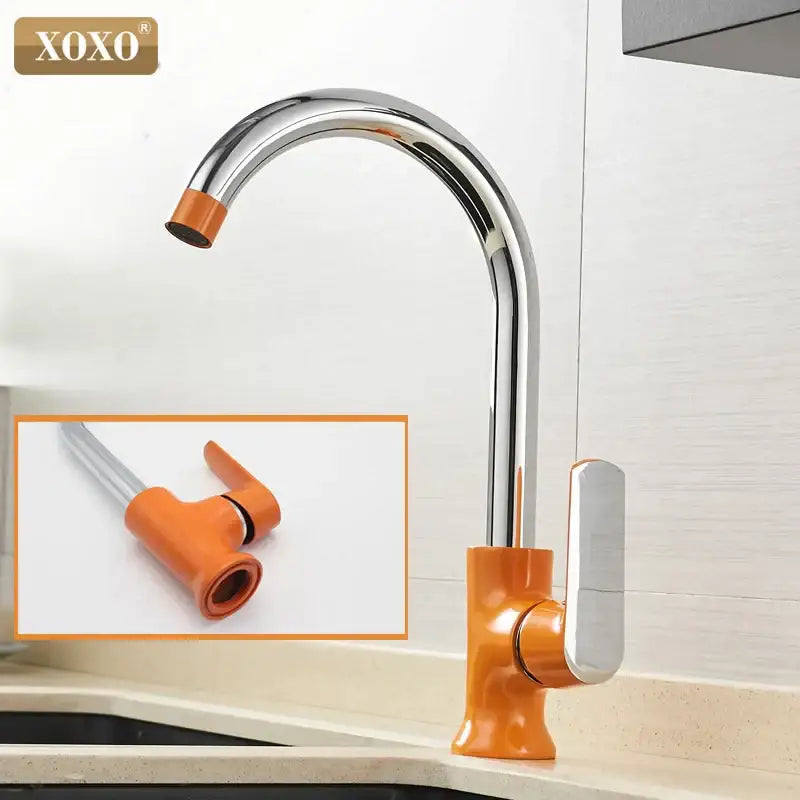 Modern chrome & orange single handle kitchen faucet mixer tap