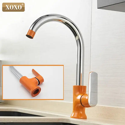 Modern chrome & orange single handle kitchen faucet mixer tap