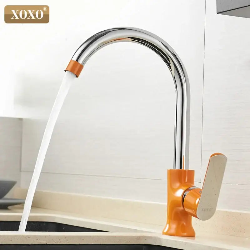 Modern chrome & orange single handle kitchen faucet mixer tap