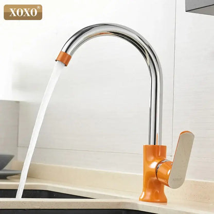 Modern chrome & orange single handle kitchen faucet mixer tap