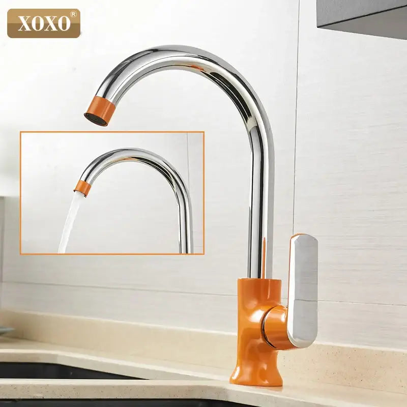 Modern chrome & orange single handle kitchen faucet mixer tap