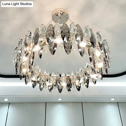 Modern chrome oval crystal clear chandelier for dining room