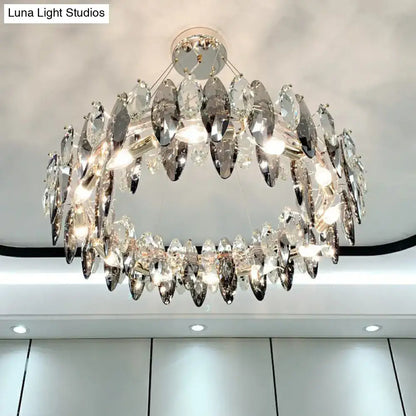 Modern chrome oval crystal clear chandelier for dining room