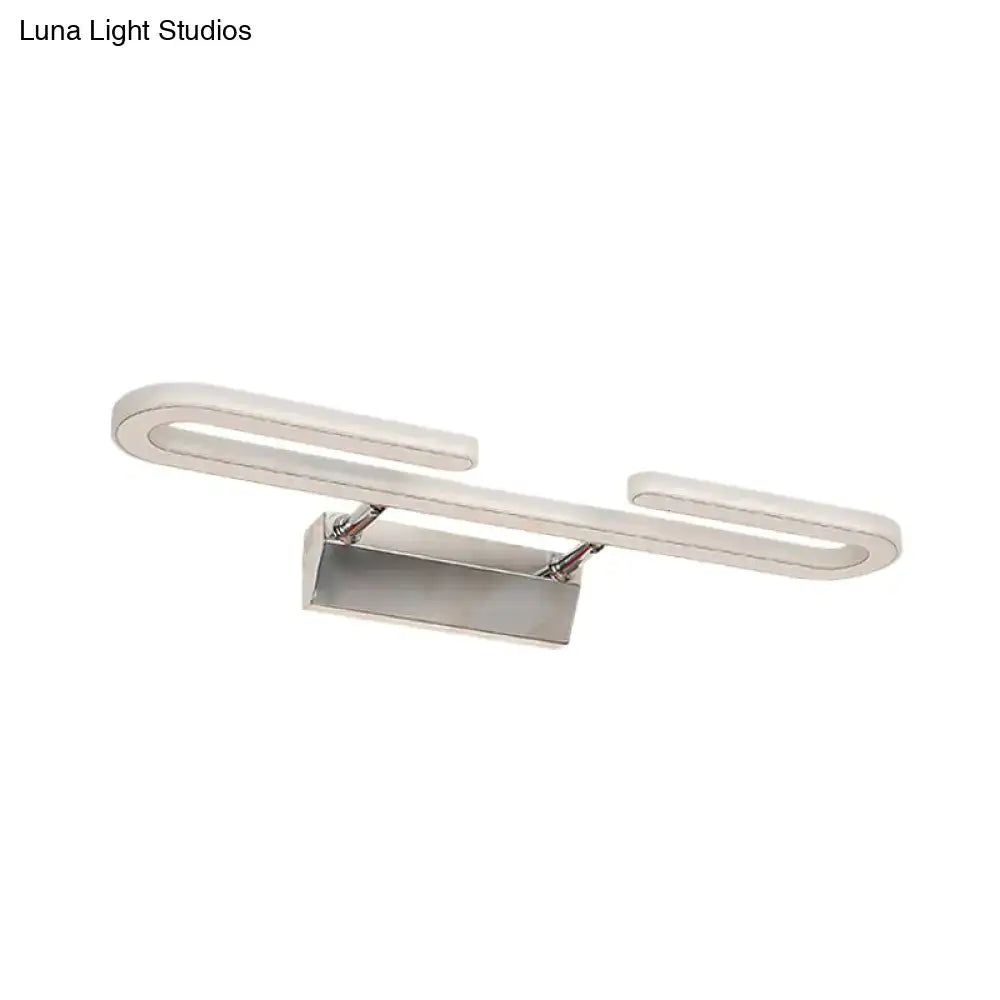 Modern chrome paper clip led vanity light fixture bathroom sconce