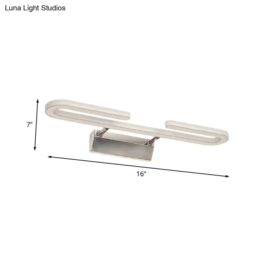 Modern chrome paper clip led vanity light fixture bathroom sconce