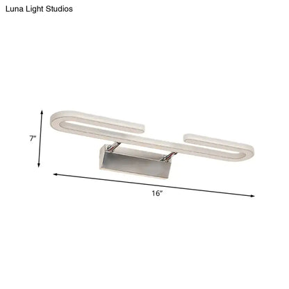 Modern chrome paper clip led vanity light fixture bathroom sconce