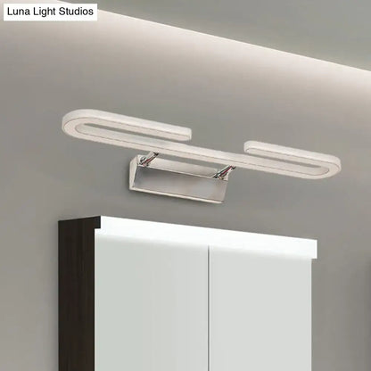 Modern chrome paper clip led vanity light fixture bathroom sconce