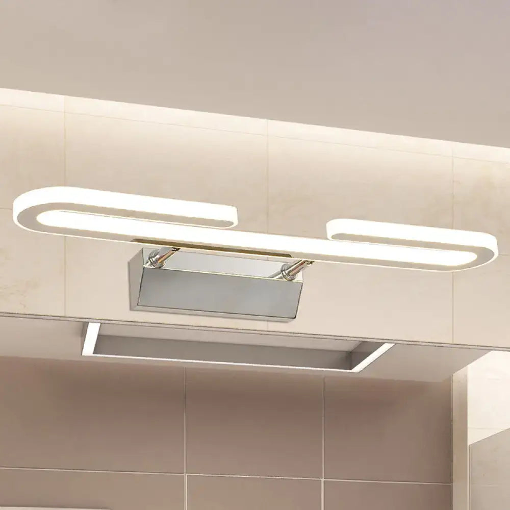 Modern chrome paper clip led vanity light fixture bathroom sconce