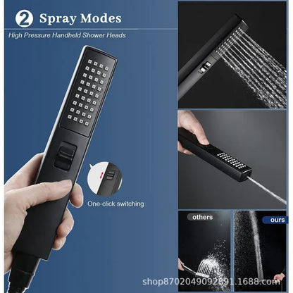 Modern chrome rain pressure spray head shower set bathroom handheld