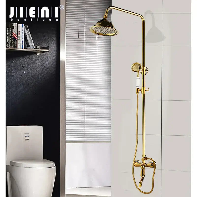 Modern chrome rain shower faucet set bathroom handheld spray