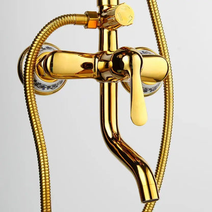 Modern chrome rain shower faucet set bathroom handheld spray