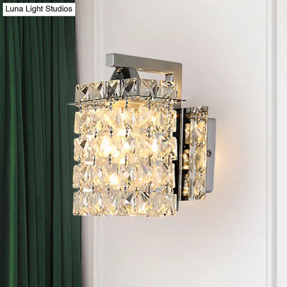 Modern chrome rectangle crystal wall light living room 110v-120v