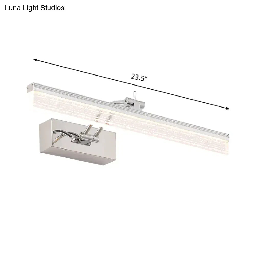 Modern chrome rectangle wall vanity light bathroom textured glass