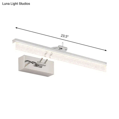 Modern chrome rectangle wall vanity light bathroom textured glass