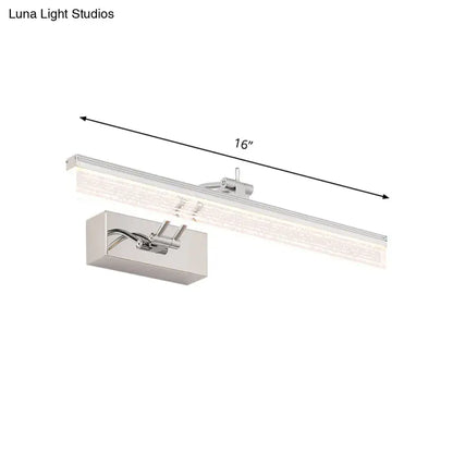 Modern chrome rectangle wall vanity light bathroom textured glass