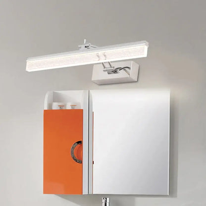 Modern chrome rectangle wall vanity light bathroom textured glass
